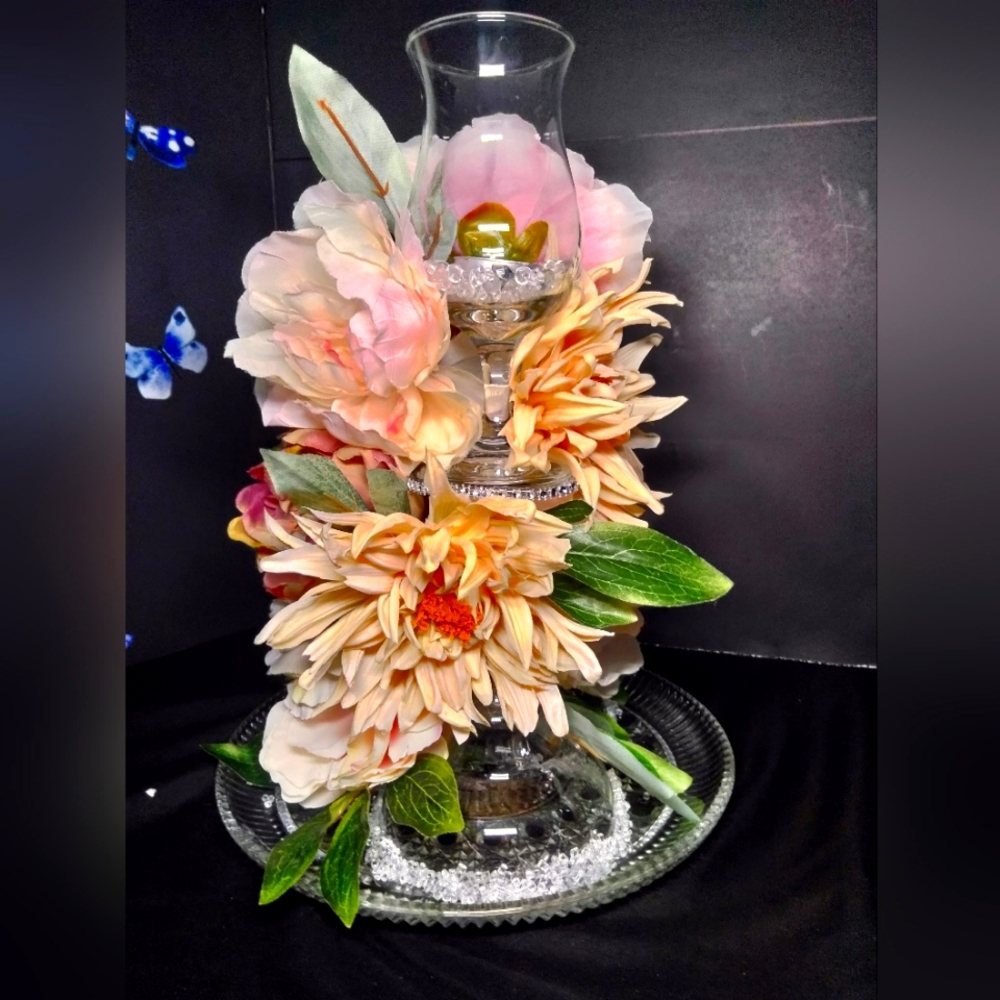 Dahlias Symphony Flower Candle Holder Centerpiece